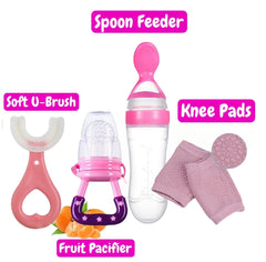 Baby Spoon Feeder, Fruit Pacifier, Knee Pads & Brush