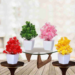 Pack of 4 Mini Artificial Plants for Home Decor