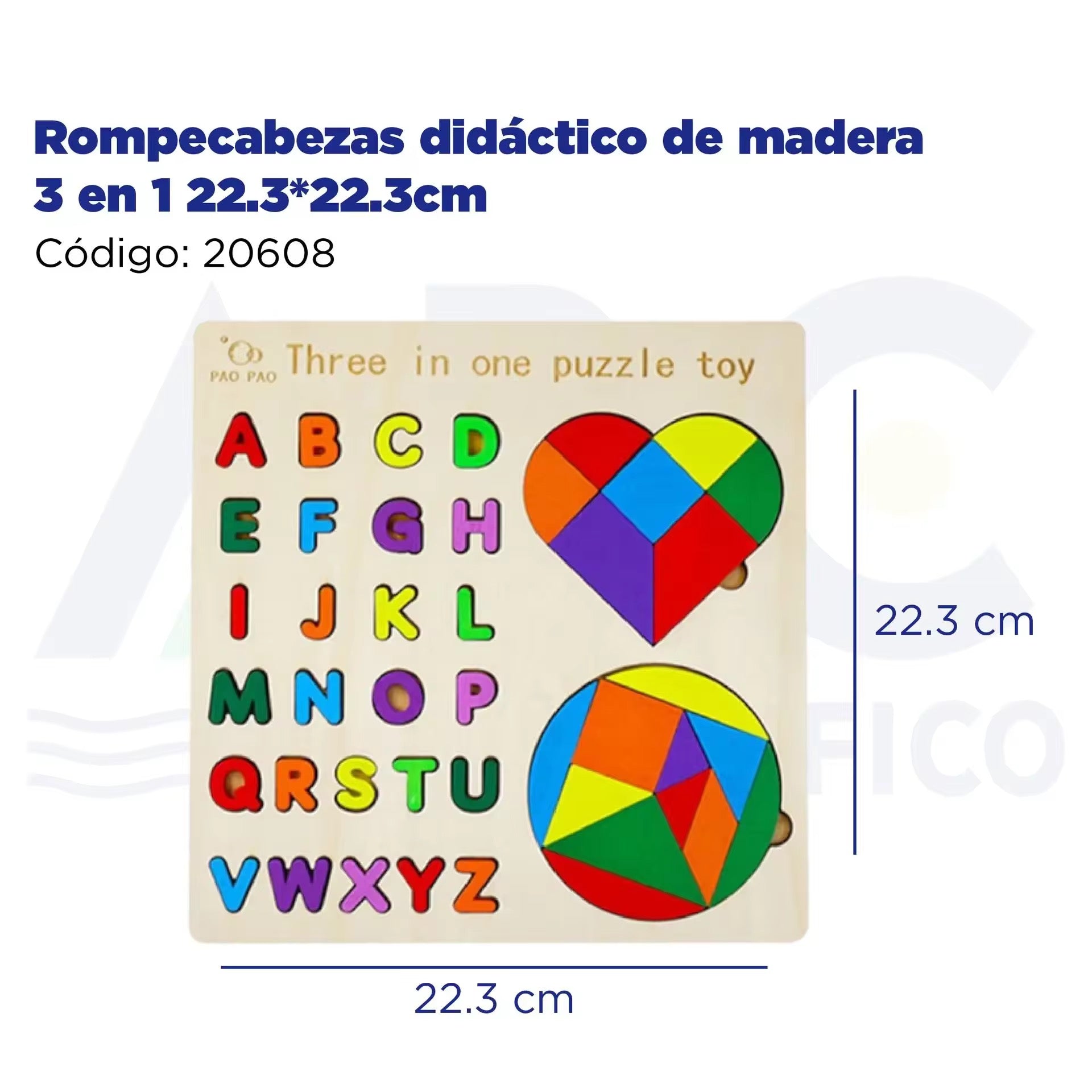 3-in-1 Wooden Puzzle Set | ABC, Shapes & 3D Game for Kids